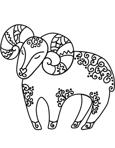 Aries Zodiac Sign Coloring Page